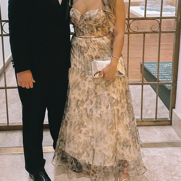 Most Beautiful Day Ivory Multi Floral Print Organza Maxi Dress - Picture 5 of 6